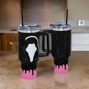 Personnalisé Halloween Jason film d'horreur <span class=keywords><strong>camp</strong></span> cristal lac 40Oz strass verres tasse en acier inoxydable Bling Tumbler avec poignée - Product Image 5