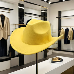 تخفيضات كبيرة مخصصة للجنسين من البوليستر بلون واحد من القطن للكبار في الهواء الطلق الرياضة راعية البقر قبعات قبعة فيدورا - Product Image 1