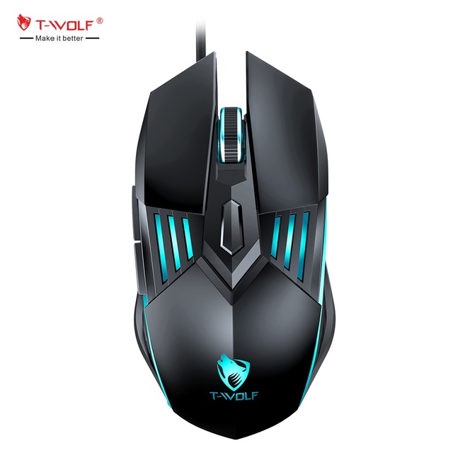 T-WOLF G560 Wired Gaming Mouse Optical Custom RGB Breathing LED Wired Glowing Gaming Mouse 3600DPI Mouse Gaming for Computer