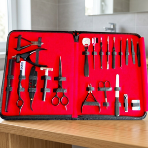 Stainless Steel <b>Manicure</b> <b>Kit</b> with 5 in 1 Nail Clipper and Tools in Red Case Portable for Adult Use Classic Style Zipper Pouch - Product Image 3