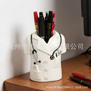 Portalápices creativo con forma de dentista, organizador de escritorio de resina con diseño de dibujos animados para uso en oficina y hogar - Product Image 1