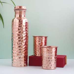 Handmade <b>Copper</b> <b>Water</b> <b>Bottle</b> with Antique Design with Traditional Indian Craftsmanship Premium Quality at Affordable Price - Product Image 1