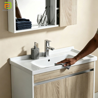 Meuble-lavabo moderne et simple en céramique, étanche, avec rangement flottant, en contreplaqué, pour salle de bain
