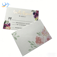 Carte RSVP personnalisée en aquarelle florale avec dorure à chaud et enveloppes |   Cartes de réponse personnalisées pour mariage, pour les événements de fête prénuptiale et de fiançailles