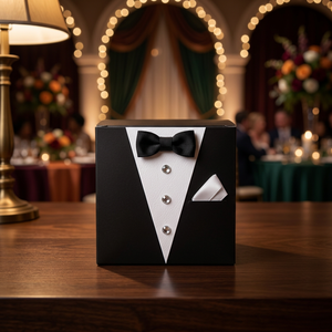 Cajas de Regalo para Boda Asépticas Hechas a Medida, Laminación Brillante, Tema de Esmoquin, Papel Artístico, Diseñadores de Invitaciones de Boda, Logotipo Personalizado - Product Image 2