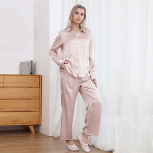 Estilo de moda 19mm 100% pijamas de diseñador de seda pura para mujer conjunto de pijama de seda de morera de manga larga - Product Image 6