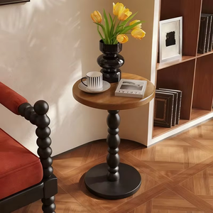 Table basse vintage <span class=keywords><strong>française</strong></span> en bois massif, table d'appoint pour salon, table ronde, table de chevet avec rangement - Product Image 1