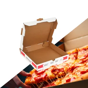 Großhandel pizzaladen lebensmittel individuell bedrucktes logo pizza geriffelte wellpappe-box in unterschiedlicher größe verpackung