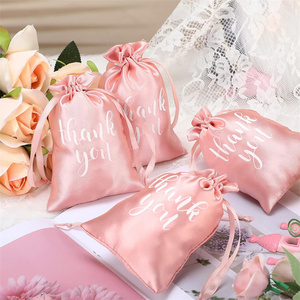 10*15cm Custom Thank You Satin Drawstring Bag for <b>Birthday</b> & Wedding Party Jewelry - Product Image 3