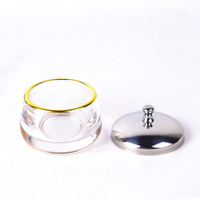 Plat de maquillage en verre pour ongles, avec couvercle en acier inoxydable, transparent, pour l'art des ongles, poudre liquide acrylique, 1 pièce