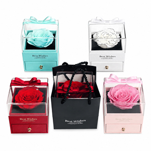 Regalo di Natale e San Valentino, <span class=keywords><strong>Collana</strong></span> con Rose Eterne, Rose Conservate in Scatole Acriliche, Set Regalo di Lusso per Donne - Product Image 1