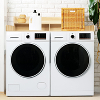 Planche de comptoir en bois à 2 niveaux pour lave-linge et sèche-linge, avec tapis antidérapant, étagère de 6,5 pouces, barrières de protection et étagères de rangement
