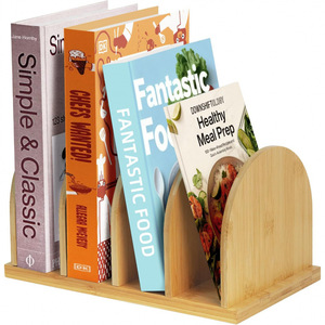 Organizador de cocina de bambú con múltiples compartimentos, organizador de libros de cocina, estante de clasificación de recetas, estante de almacenamiento de escritorio para libros - Product Image 1