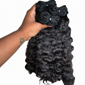 Extensiones de Cabello Humano Indio Rizado Remy con Doble Trama, Ondulado Natural Sin Procesar, de un Solo Donante, 100g, a Granel - Product Image 1