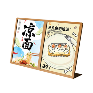 Customized Fast <strong>Food</strong> Metal Menu Holder Wholesale Desktop Advertising Stainless Steel Display <strong>Stand</strong> - Product Image 1