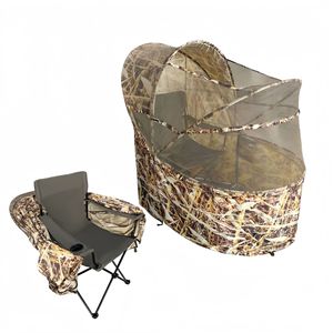 Abri de chasse compact et pliable pour 2-3 personnes avec fenêtres transparentes, abri au sol camouflage discret pour une expérience de chasse silencieuse - Product Image 4