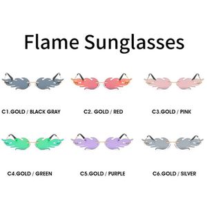 Gafas de sol de moda con diseño de murciélago para niñas, gafas de sol de lágrima de moda, gafas de sol con alas, gafas de fuego sin montura, gafas de sol con diseño de llama para mujer y hombre - Product Image 6