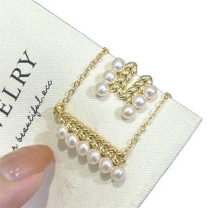 Ensemble de bijoux Zhuji en or 14 carats, collier et boucles d'oreilles en perles d'eau douce, forme d'épi de blé, faisceau d'équilibre, 5-6 mm, lumière intense, sans défaut, bijoux fins - Product Image 5