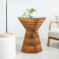 Table basse Spazepaper 37cm/70cm de hauteur, table d'appoint pliable en papier kraft pour salon, salle d'exposition, salon professionnel, événement