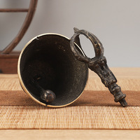 Religious Instruments Supplies Large Esoteric Buddhist Taoist Three Pure Ones Bells Brass Antique-Style Hand Bells Made China