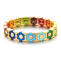 Gelang manik-manik Enamel ubin gelang penghancur kosmos buatan tangan gelang melar berlapis emas pelangi
