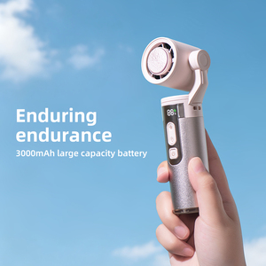 Ventilateur de cou portable avec batterie intégrée 3000 mAh, cellule au lithium 21700, refroidissement semi-conducteur, lampe torche LED et moteur sans balais - Product Image 4