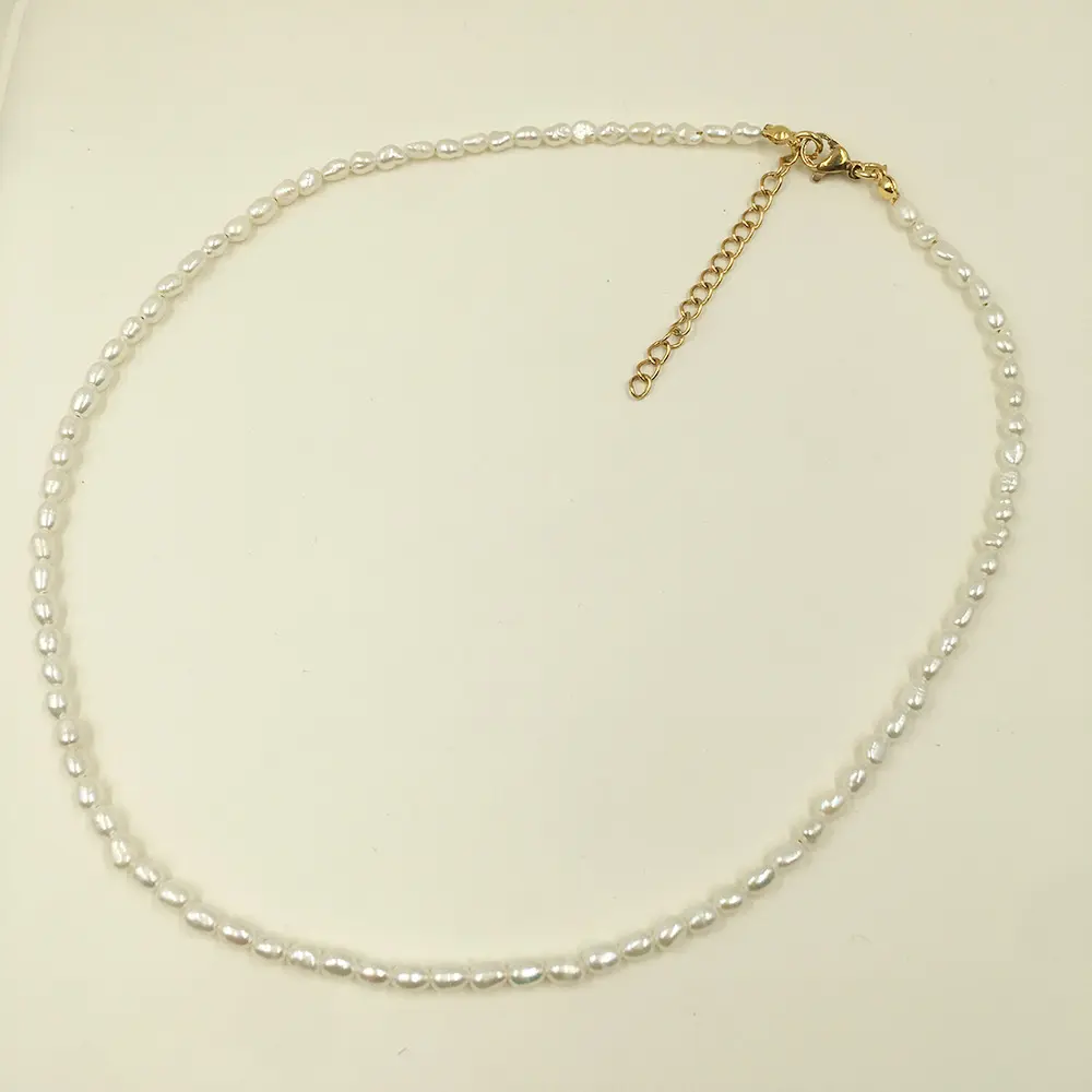 Mini colar gargantilha de pérolas para mulheres, colares frisados de 14-22 polegadas, 3mm, presente de casamento, noivado para mulheres