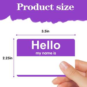 200 Etiquetas de Papel Rectangulares Laminadas con Nombre, Pegatinas Adhesivas Moradas con la Frase 'Hola, Mi Nombre Es', para Oficina/Escuela/Profesores/Correo (35" X - Product Image 2