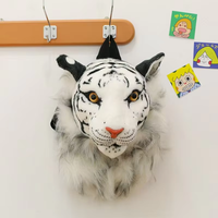 Sac à dos modèle tête de lion et tigre réaliste, jouet en peluche super doux, coton PP, anti-stress, finition lavée, vernissage UV