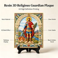 Artigianato in Resina Personalizzato di San Floriano Patrono dei Vigili del Fuoco, Piatto 3D in Rilievo, Decorazione Artistica per Chiesa Cattolica e Casa, Ornamento da Parete