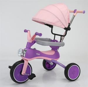 儿童三轮车儿童<span class=keywords><strong>3</strong></span>合1三轮车，带推手和顶篷发光二极管灯，易于骑行的幼儿三轮车 - Product Image 1