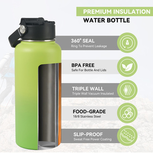 Botella de Agua Deportiva 2 en 1 con Tapa y Pajita Abatible, Triple Pared, Antideslizante, Aislada al Vacío, a Prueba de Fugas, de Acero Inoxidable de Grado Alimenticio - Product Image 4
