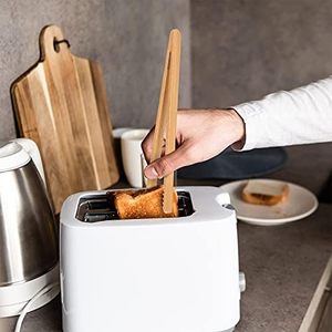 SINCERE Pince à salade de cuisine longue en <span class=keywords><strong>bambou</strong></span> naturel pour la cueillette du fromage Toast Spaghetti-un ensemble d'outils de cuisine élégants pour hommes femmes - Product Image 4