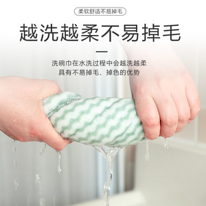 Coral Fleece Dishcloth Thickened Stripe Pattern Highly Absorbent For Kitchen Cleaning Removing Grease Lint Free Rectangle Shape - Product Image 4