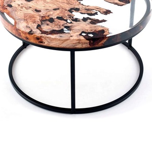 2021 resina Epossidica Tavoli Struttura In Metallo Resina di Legno Tavolino Da Pranzo di Forma Rotonda Resistente Telaio In Ferro di <span class=keywords><strong>Design</strong></span> In <span class=keywords><strong>Vetro</strong></span> di Nuovo Disegno - Product Image 5