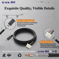 Kabel Micro USB ke MX1.25 4P Terlindung UL2725 28AWG dengan Aluminium Foil Anti-interferensi untuk Modul Kamera Scanner