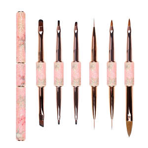 YRX-pincel de nailon W0116 para uñas, delineador de mango de Metal, pincel plano 3D de doble punta, <span class=keywords><strong>2022</strong></span> - Product Image 1