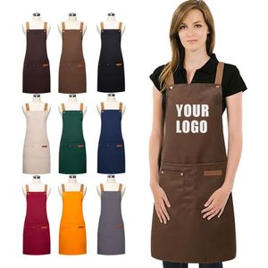 Tablier de cuisine professionnel personnalisé en toile imperméable pour restaurant, cuisine et jardin, avec logo sur mesure - Product Image 1