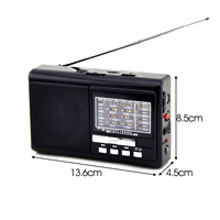 PX-51U Mini Portabel Led Senter Isi Ulang 8 Band Radio Saku Am Fm dengan Usb