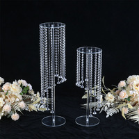 Support de pièce maîtresse en acrylique avec fleur artificielle Support de fleur en cristal Lustre Table de mariage Centre de table