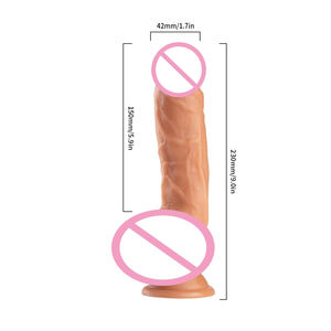 9 дюймов Медицинский ПВХ реалистичный мягкий фаллоимитатор с присоской большой член для женщин кибер кожа присоска пенис - Product Image 3