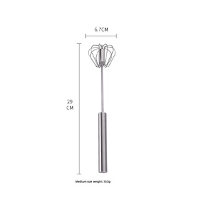 Batidor de Huevos Semiautomático de Acero Inoxidable, Varilla Giratoria para Batir Huevos, Herramienta para Hornear, Mezclador de Crema y Huevos, Grado Alimenticio - Product Image 5