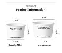 Bols et gobelets en papier jetables pour crème glacée et yaourt, en carton, avec texte anglais personnalisable