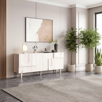 Console et table d'appoint pour salon et chambre, table basse et buffet en bois blanc de style campagnard minimaliste