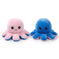 Peluche pieuvre double face à visages interchangeables, design réversible, super douce, en coton PP, vente en gros
