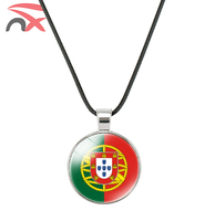 Colliers pendentifs circulaires en corde avec divers drapeaux nationaux, drapeaux de pays d'Europe, France, Portugal