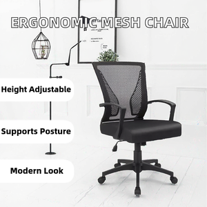 Chaise de bureau en maille pour ordinateur, couleur noire, prix de gros, avec support lombaire - Product Image 6