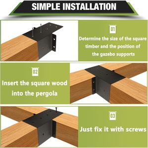 Supports de <span class=keywords><strong>pergola</strong></span> <span class=keywords><strong>Connecteur</strong></span> 4x4 Supports de poteau de chevron à montage mural Supports de kit de <span class=keywords><strong>pergola</strong></span> de gazebo pour poteaux de garde-corps de terrasse en bois - Product Image 4
