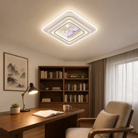 Plafonnier carré en bambou vert tendance, motif bambou populaire, LED à montage encastré pour bureau et chambre, 3 modes de couleur, minimaliste
