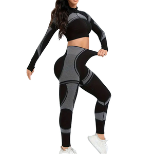 Nouvelle Collection 2026 – Ensemble de Sport Yoga 2 Pièces Écologique pour Femme : Haut Zippé et Legging Taille Haute pour Automne/Hiver - Product Image 4